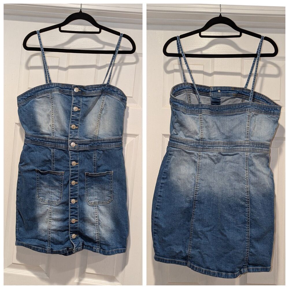 Ardene Eighty Two Size XL Sexy Mini Bodycon Denim Jean Button Front Dress